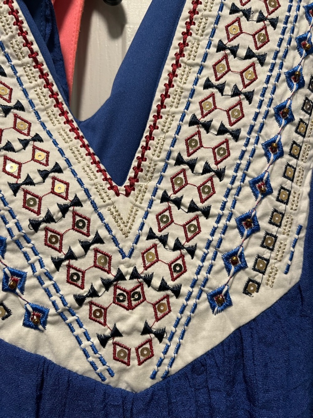 Luxology Coral and Royal Blue Embroidered Midi Dresses - Picture 3 of 5